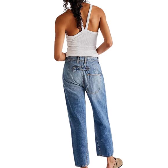 Free People Light Blue Straight Leg Jeans - Picture 2 of 9